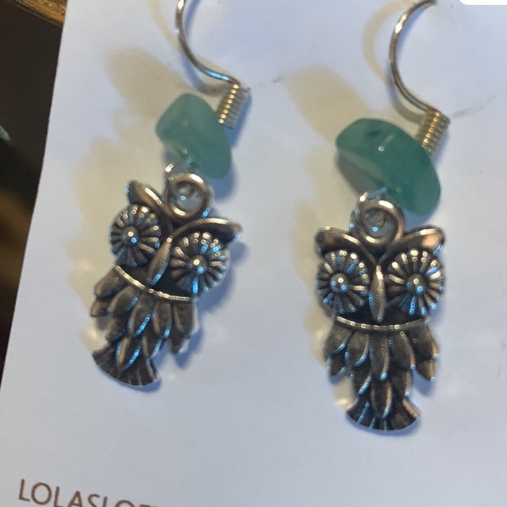 Silver Owl Dangle Earrings
